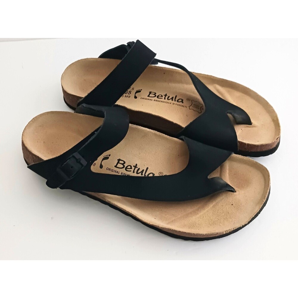 NEW Birkenstock Betula Blk Leather Toe Loop Buckle Strap EU 41 US 10N